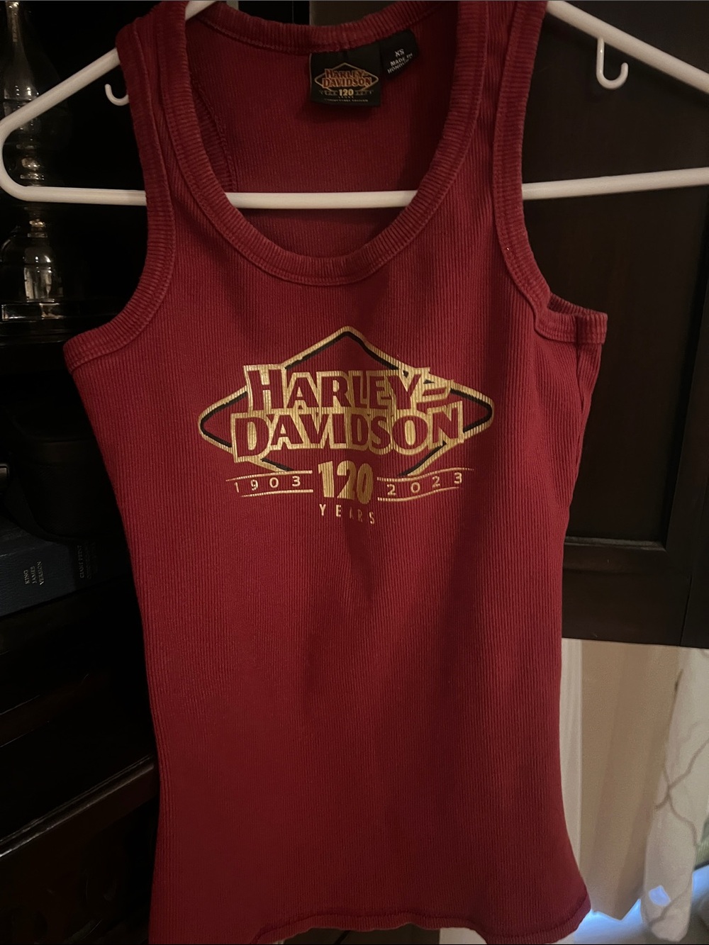 Harley-Davidson Burgundy Tank Top with Gold Logo
